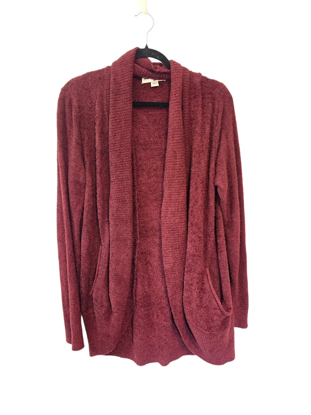 Barefoot Dreams CozyChic Lite Open-Front Cardigan Sweater Burgundy Size Large